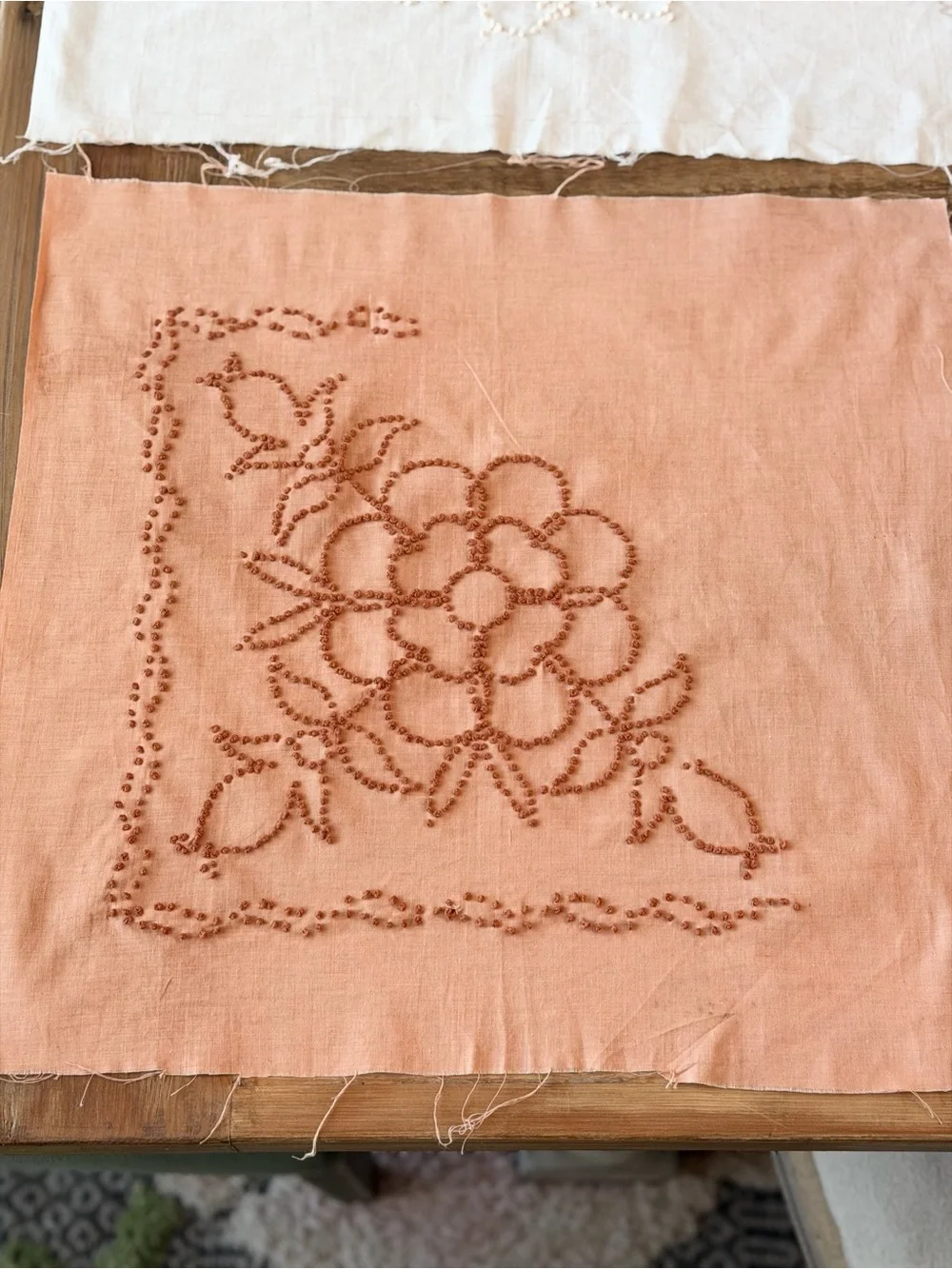 7 Vintage 80’s Candlewicking Embroidery Pillow Fronts. 16x16 | Shabby Chic